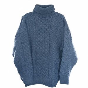 Quill's Woollen Market Ireland Blue Turtleneck Sweater Large PTP 22” Small Hole